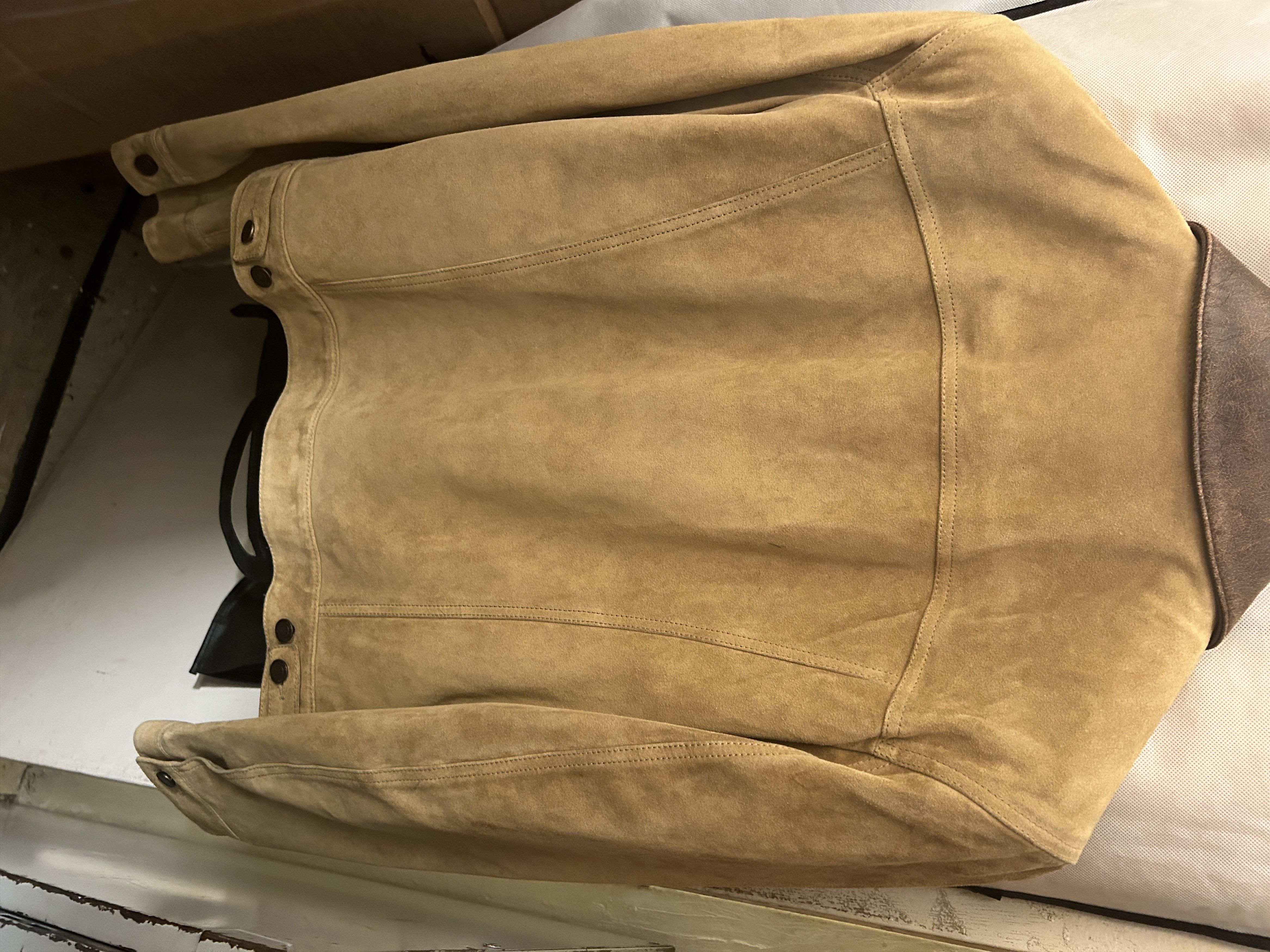 Saint Laurent Paris suede trucker jacket- camel leather trimmed collar Size US M / EU 48-50 / 2 - 9 Thumbnail