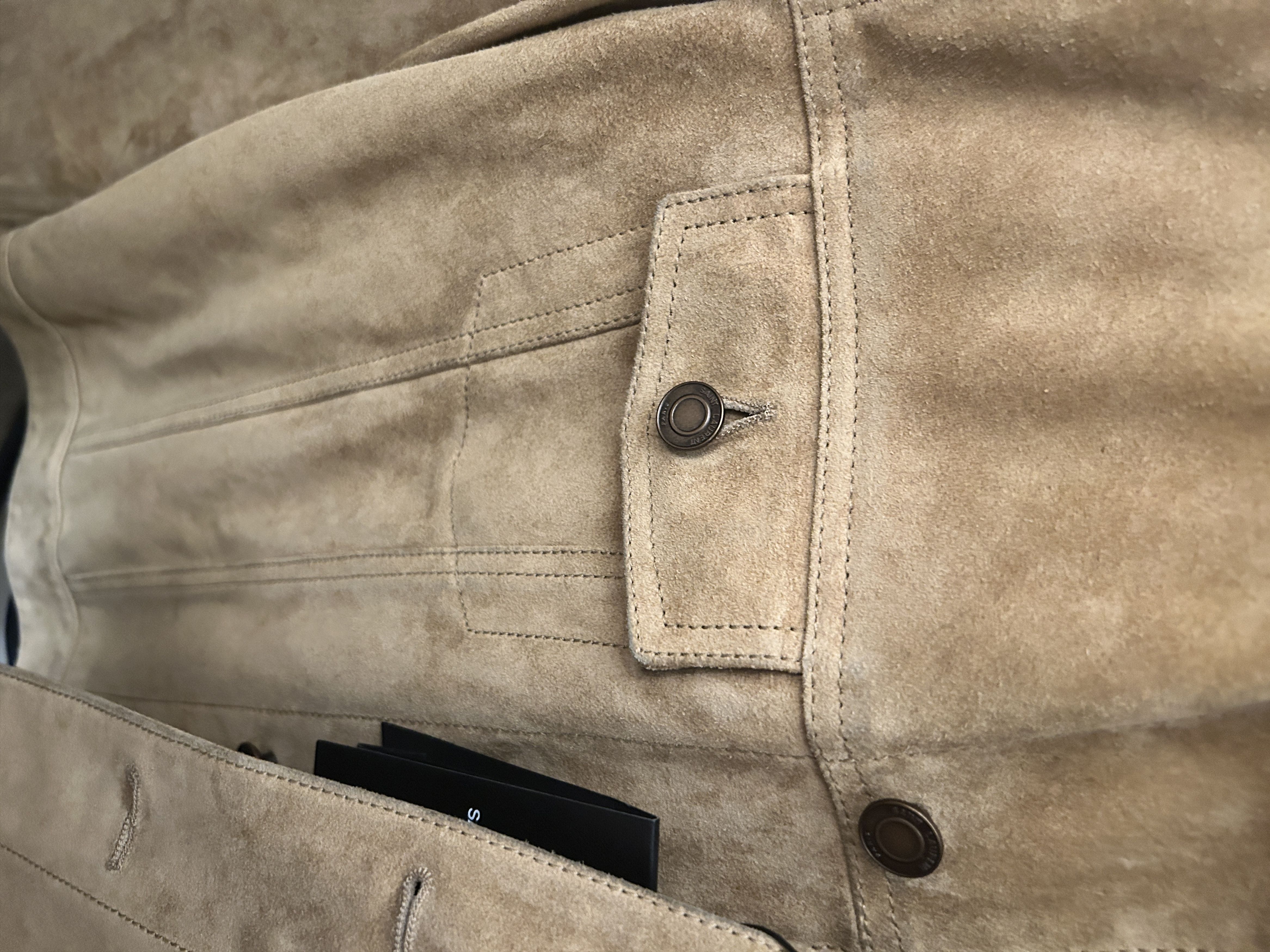 Saint Laurent Paris suede trucker jacket- camel leather trimmed collar Size US M / EU 48-50 / 2 - 8 Thumbnail