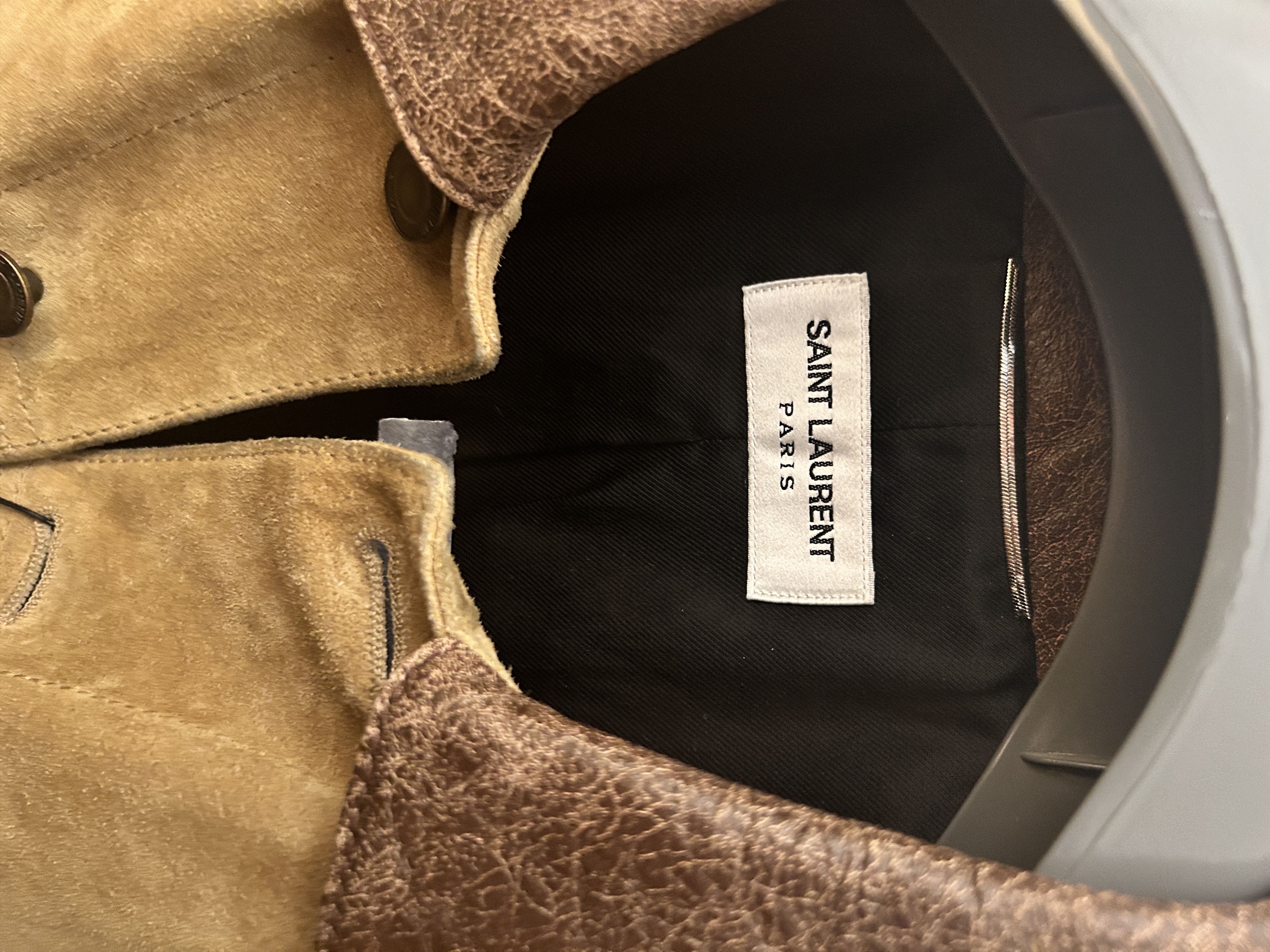 Saint Laurent Paris suede trucker jacket- camel leather trimmed collar Size US M / EU 48-50 / 2 - 2 Thumbnail