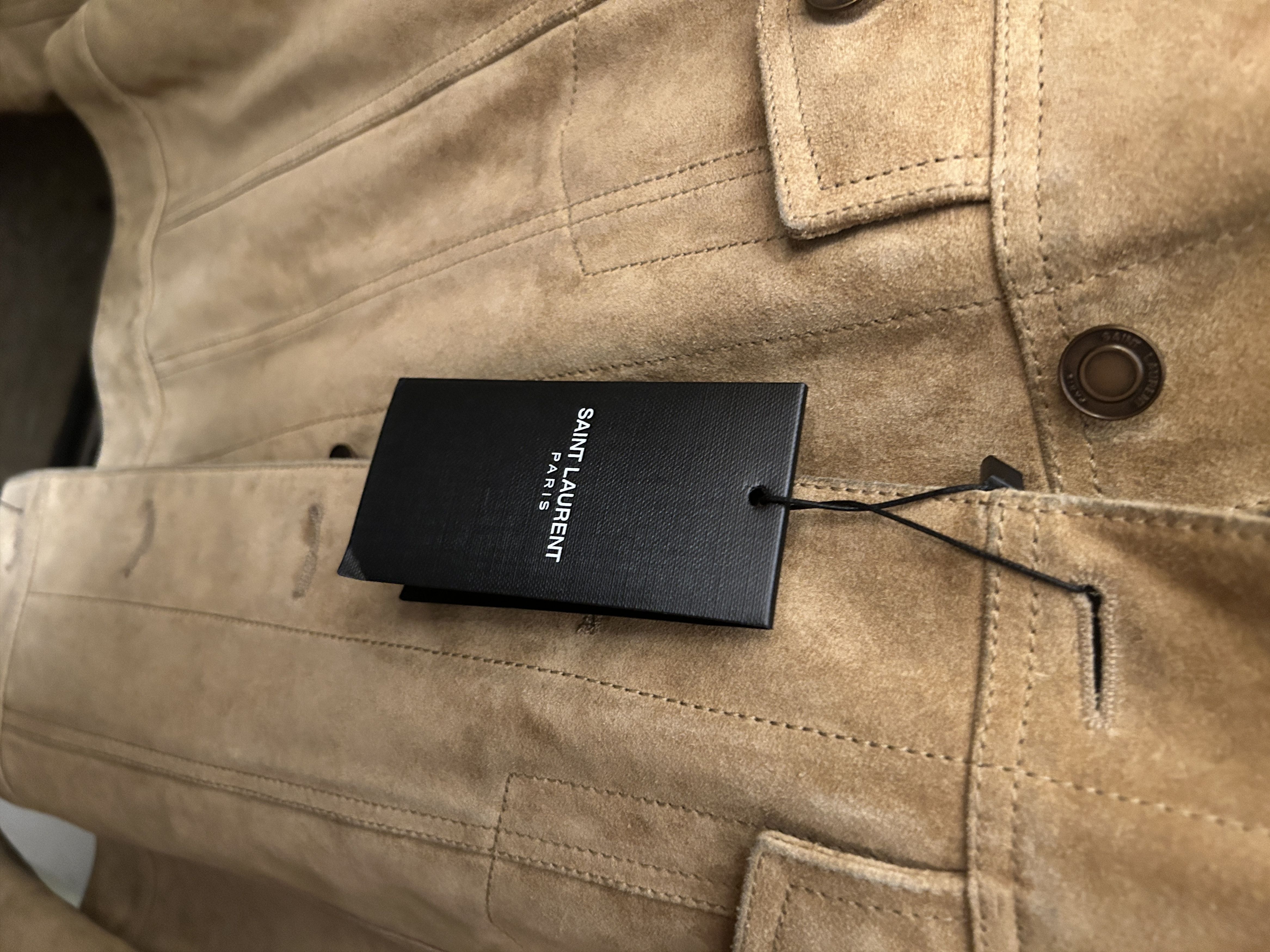 Saint Laurent Paris suede trucker jacket- camel leather trimmed collar Size US M / EU 48-50 / 2 - 3 Thumbnail