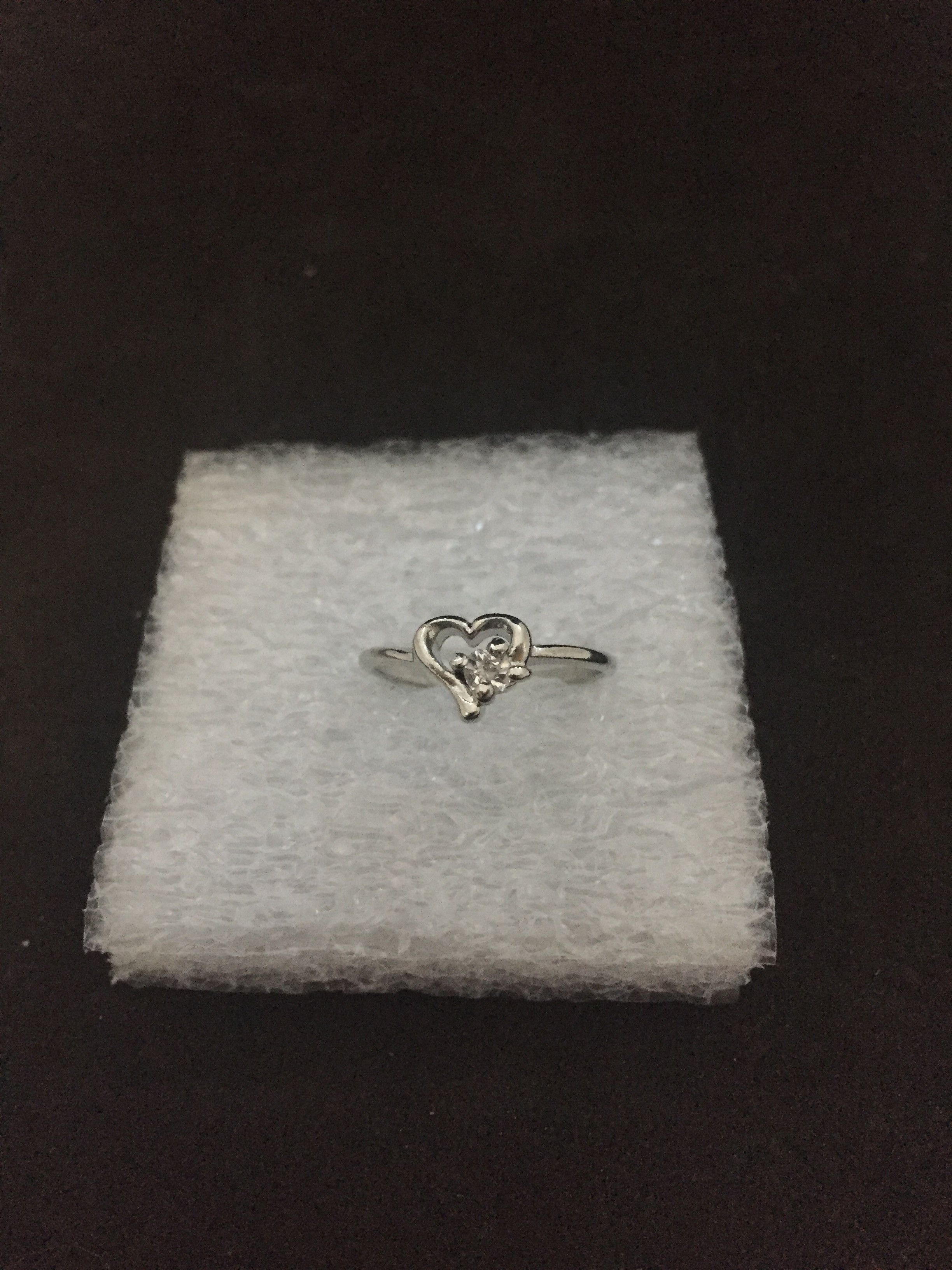 Jewelry Small clear cz heart Tibetan silver ring - Size 6 Size ONE SIZE - 1 Thumbnail