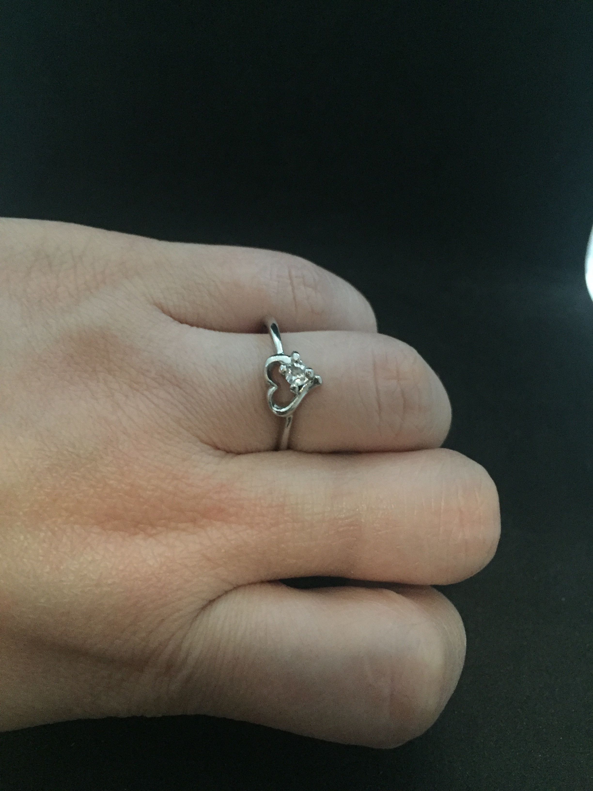 Jewelry Small clear cz heart Tibetan silver ring - Size 6 Size ONE SIZE - 3 Thumbnail