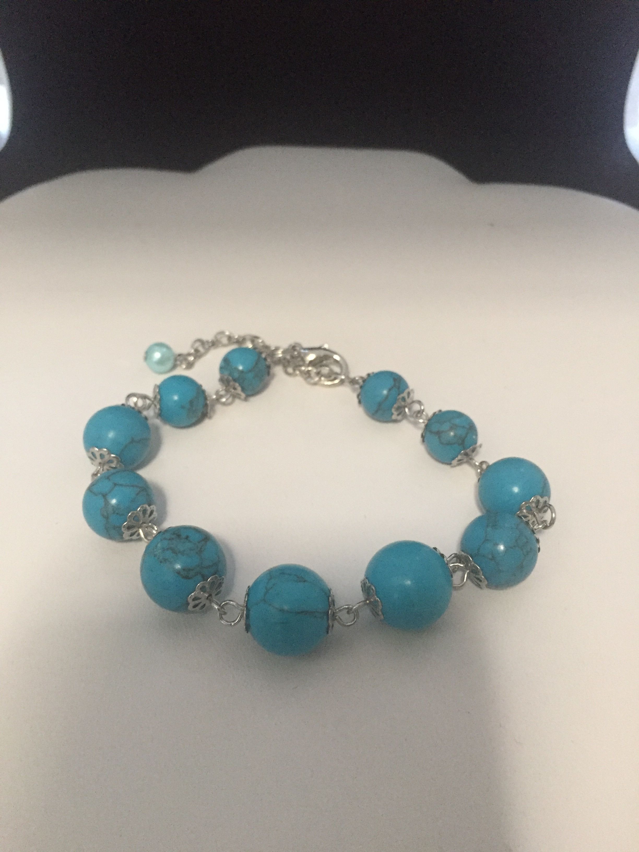Handmade Turquoise Tibetan Silver Chain bracelet Size ONE SIZE - 2 Thumbnail