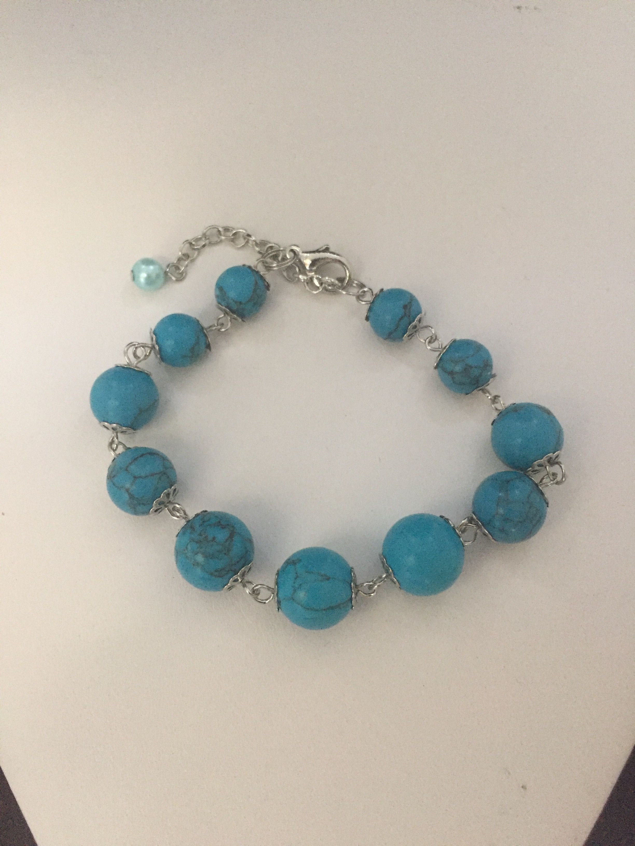 Handmade Turquoise Tibetan Silver Chain bracelet Size ONE SIZE - 1 Thumbnail