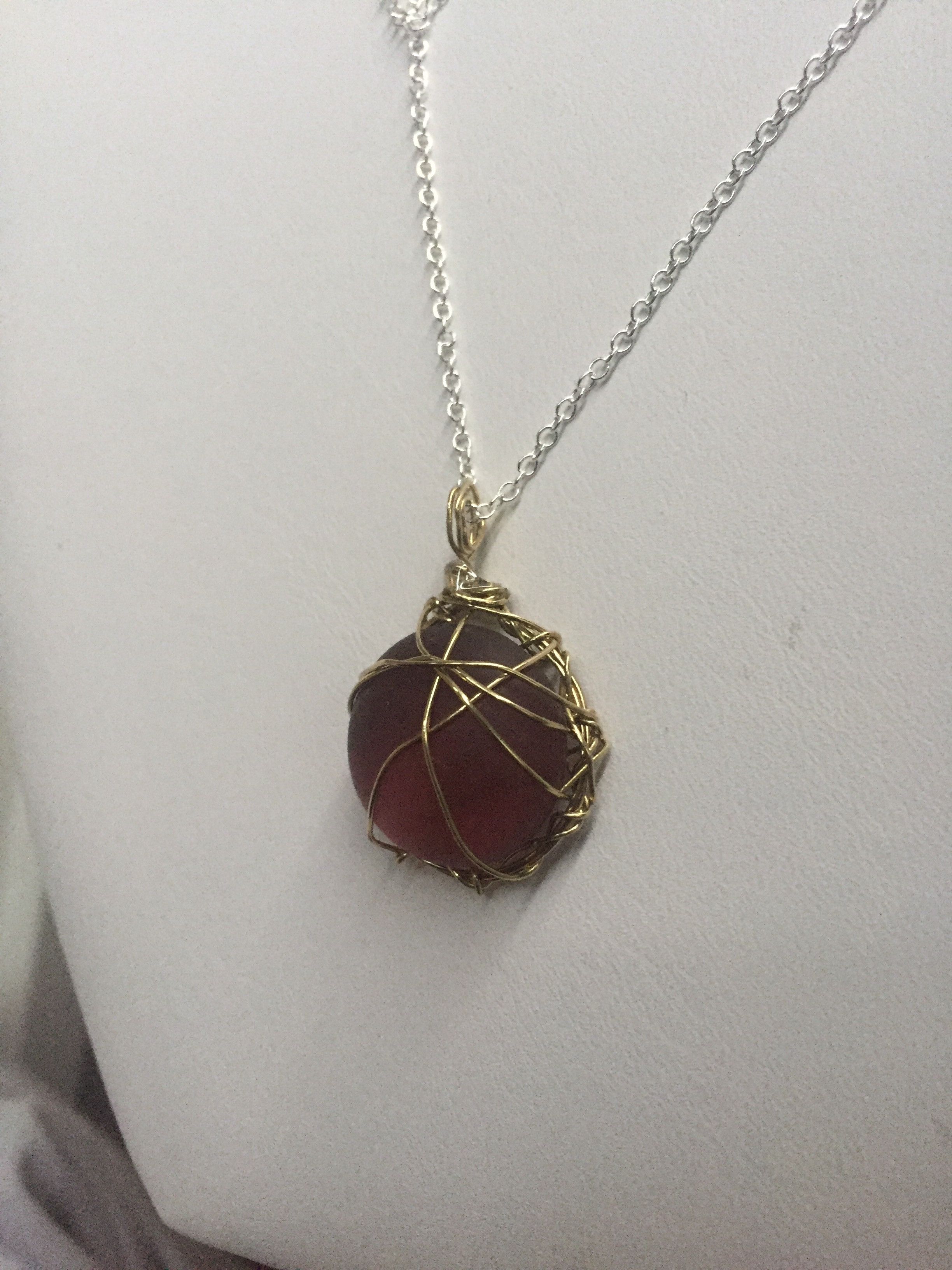 Handmade Purple Glass Wired Chain Necklace Size ONE SIZE - 2 Thumbnail