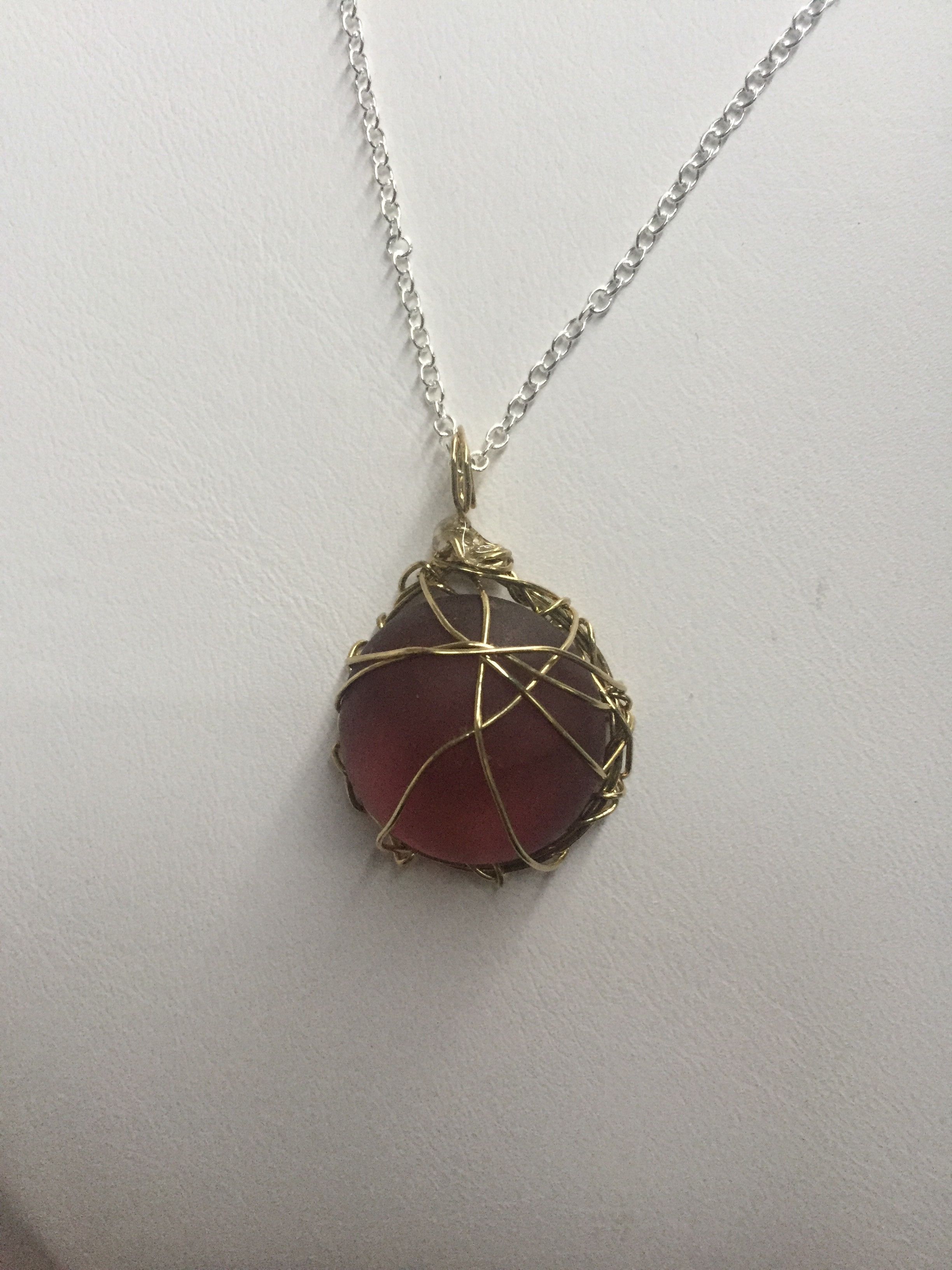 Handmade Purple Glass Wired Chain Necklace Size ONE SIZE - 3 Thumbnail