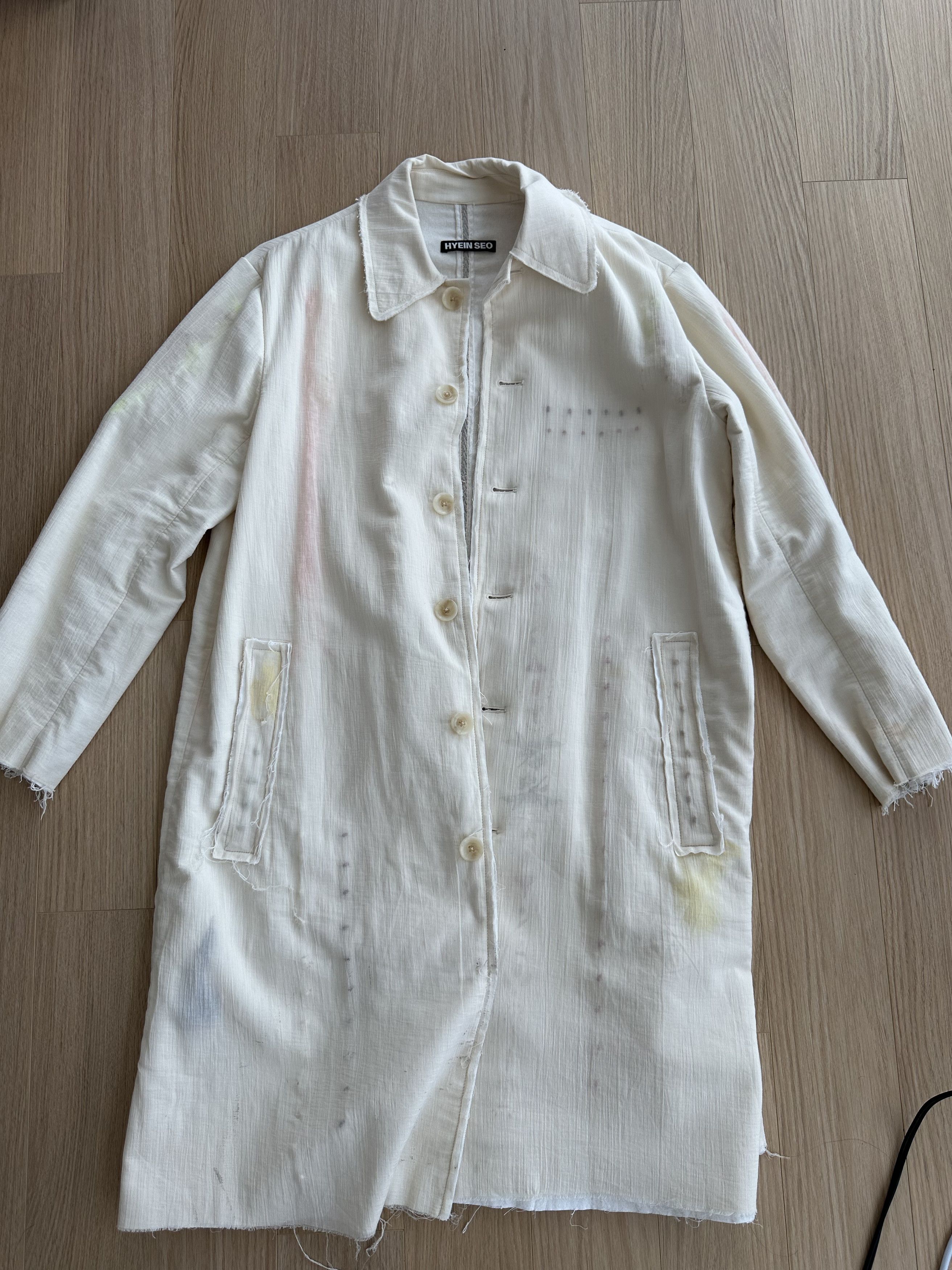 image of Hyein Seo Double Layer Hemp Coat Ivory, Men's (Size Medium)