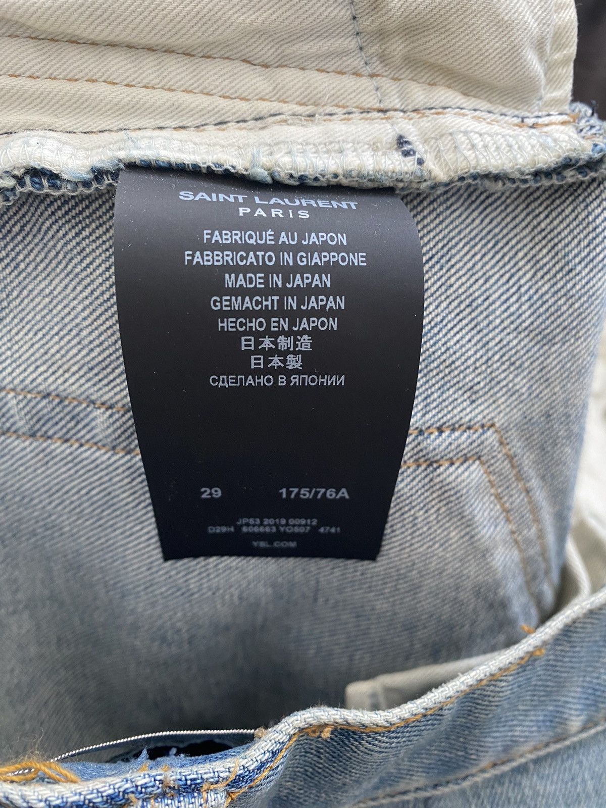 Yves Saint Laurent Knee slit distressed denim D10 Grailed