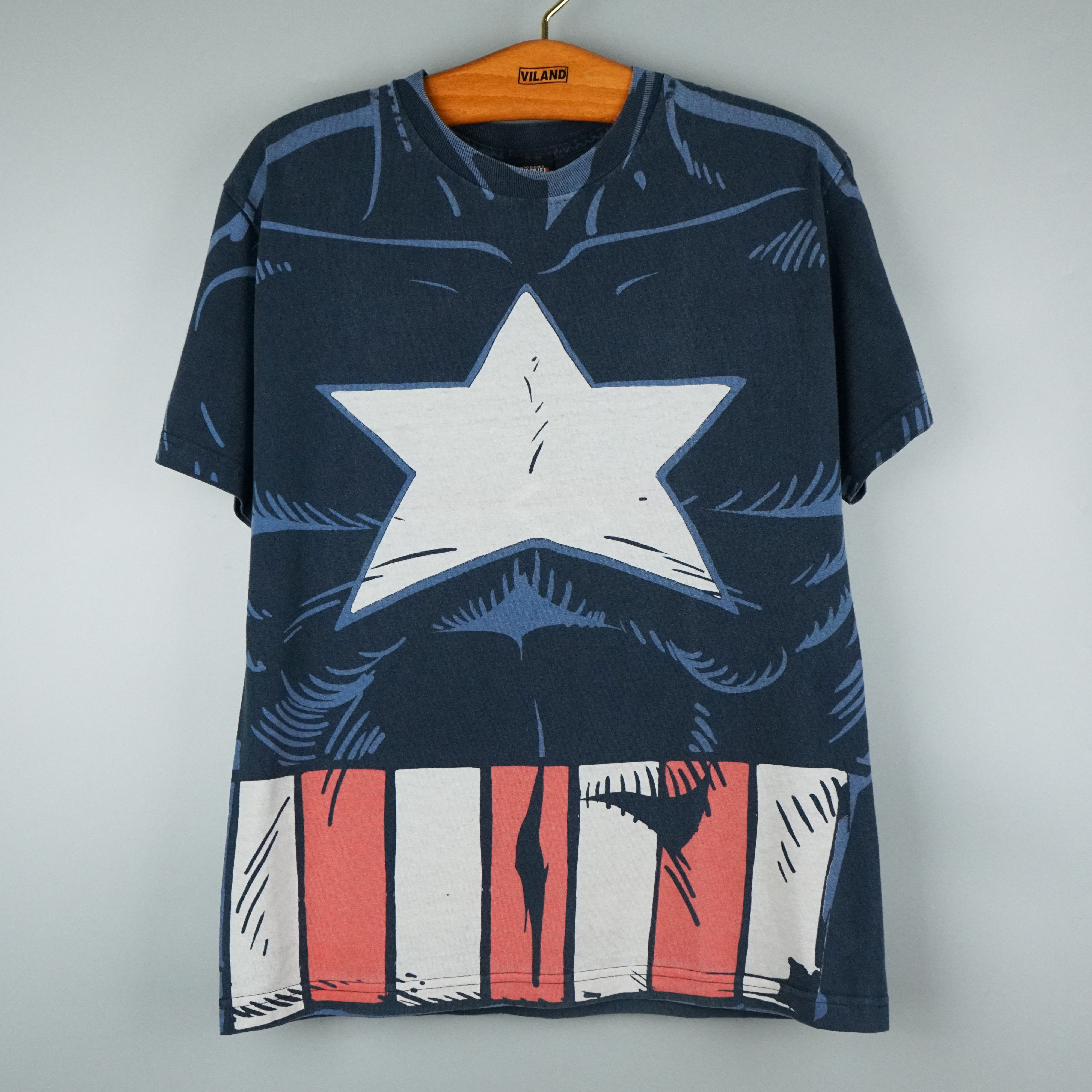Marvel Comics × Vintage y2k 2000s Captain America All Over Print t-shirt Size US M / EU 48-50 / 2 - 1 Thumbnail