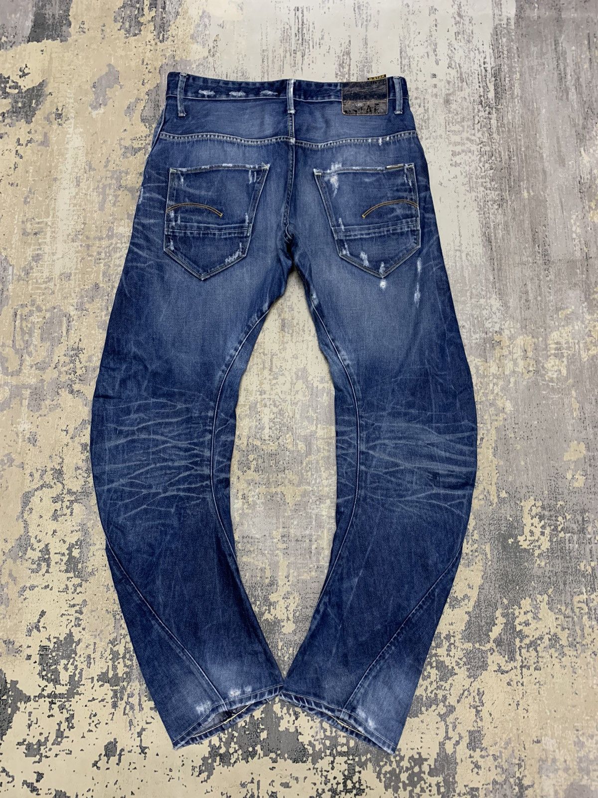G-Star Vtg G-Star RAW Arc 3D Loose Tapered Distressed Denim Jeans Size US 35 - 11 Thumbnail
