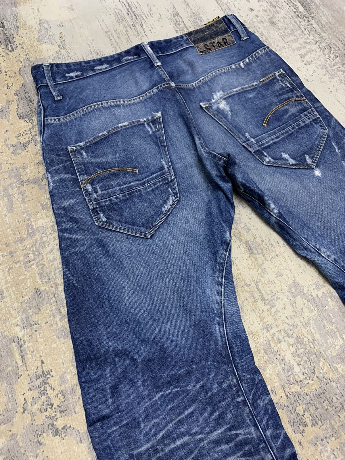 G-Star Vtg G-Star RAW Arc 3D Loose Tapered Distressed Denim Jeans Size US 35 - 12 Thumbnail