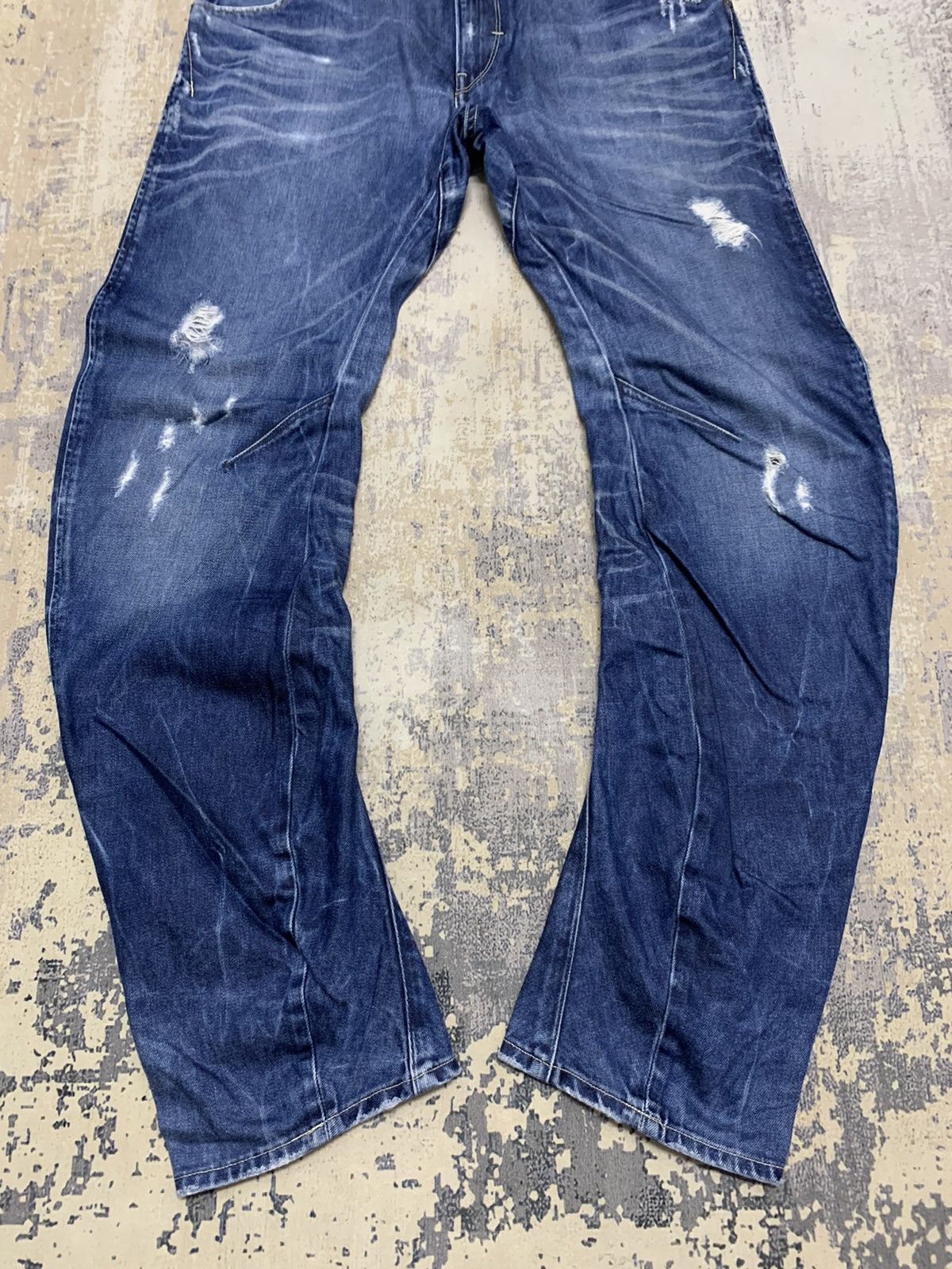 G-Star Vtg G-Star RAW Arc 3D Loose Tapered Distressed Denim Jeans Size US 35 - 4 Thumbnail