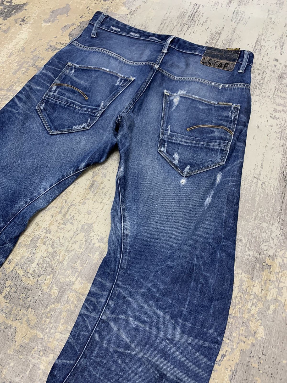 G-Star Vtg G-Star RAW Arc 3D Loose Tapered Distressed Denim Jeans Size US 35 - 13 Thumbnail