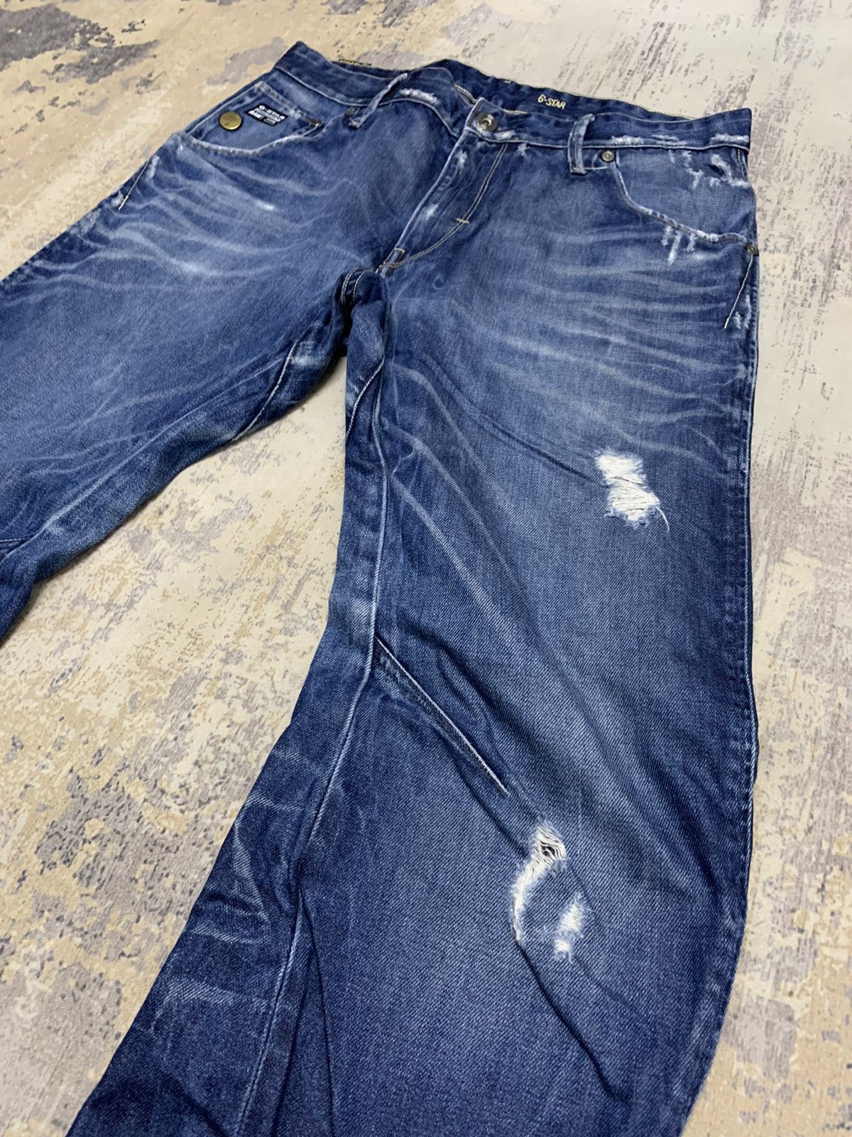 G-Star Vtg G-Star RAW Arc 3D Loose Tapered Distressed Denim Jeans Size US 35 - 6 Thumbnail
