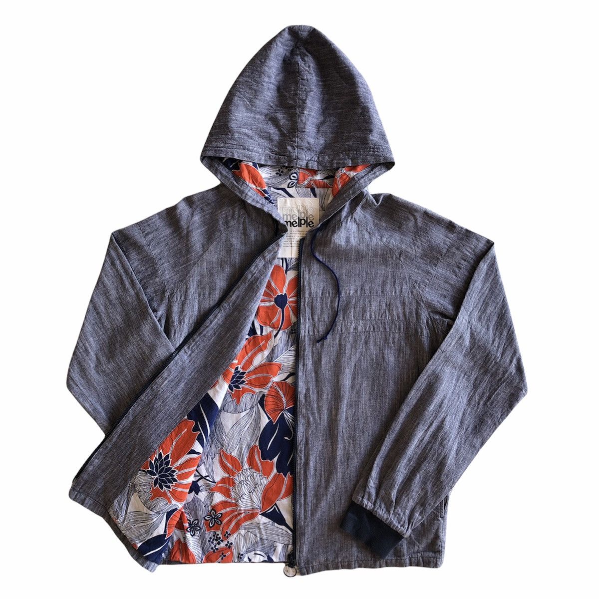 Japanese Brand Vintage 90's Chambray Sweater Zipper Hoodie Size US M / EU 48-50 / 2 - 1 Thumbnail