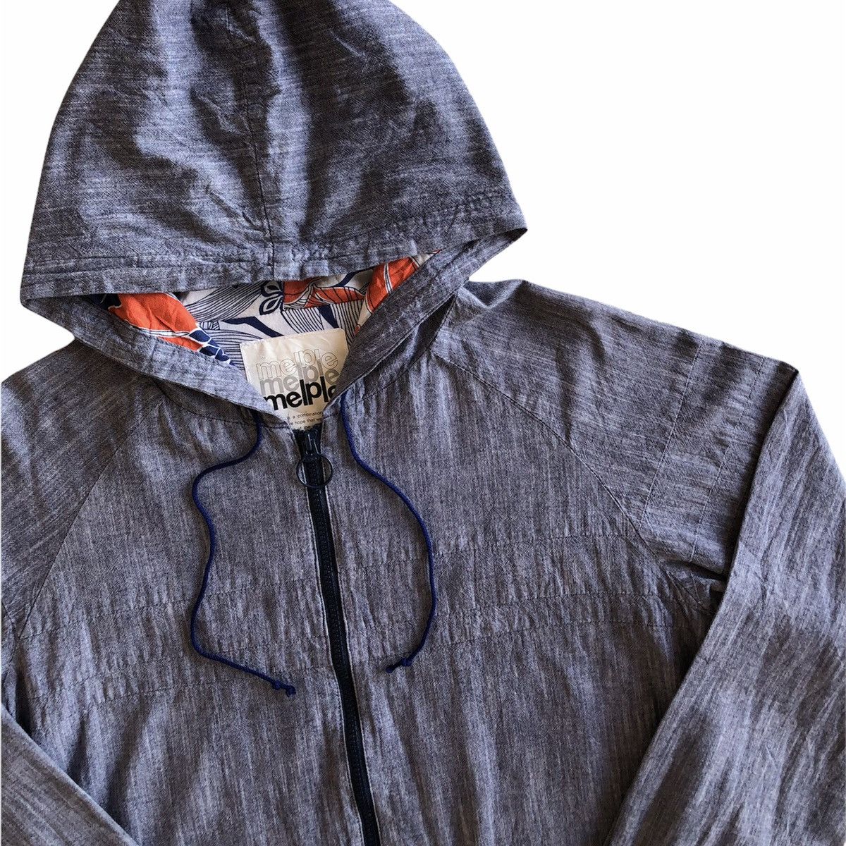 Japanese Brand Vintage 90's Chambray Sweater Zipper Hoodie Size US M / EU 48-50 / 2 - 4 Thumbnail