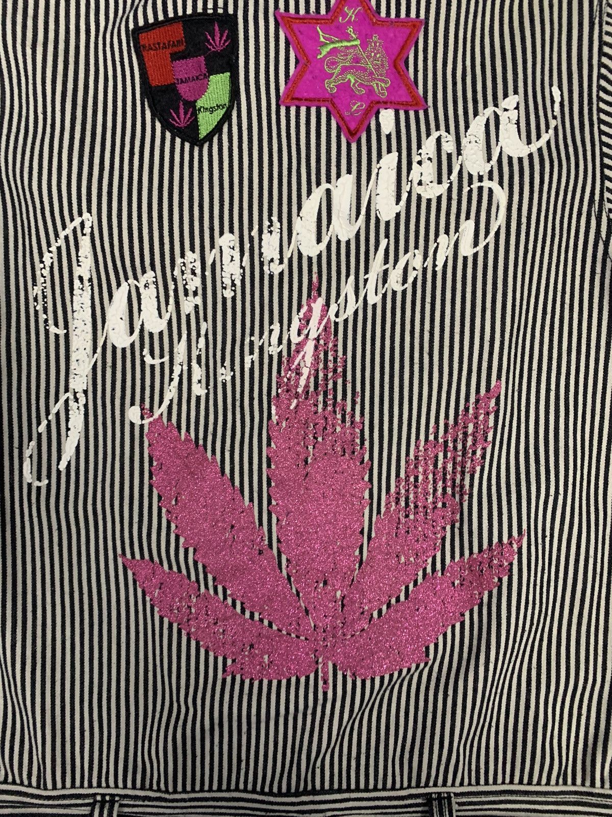 Japanese Brand Japanese Brand Hickory Striped Rastafari Printed Coveralls Size US 35 - 16 Thumbnail