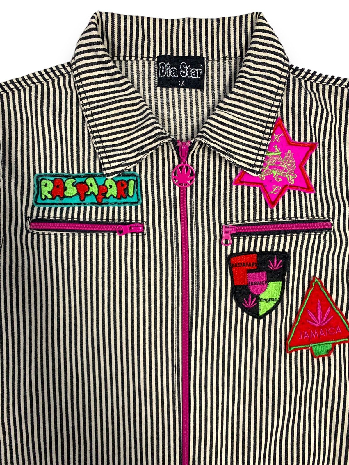 Japanese Brand Japanese Brand Hickory Striped Rastafari Printed Coveralls Size US 35 - 5 Thumbnail