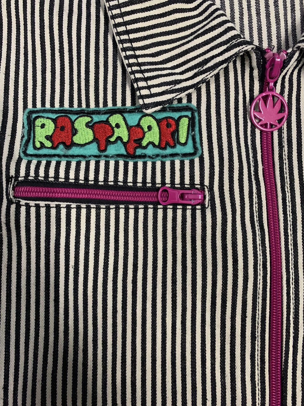 Japanese Brand Japanese Brand Hickory Striped Rastafari Printed Coveralls Size US 35 - 6 Thumbnail