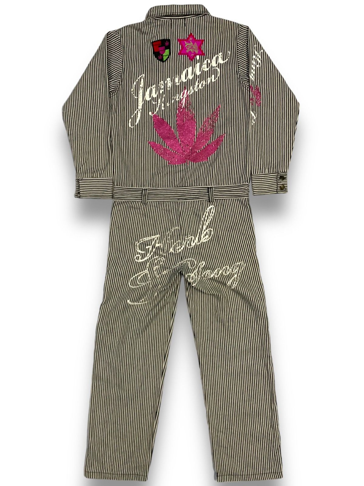 Japanese Brand Japanese Brand Hickory Striped Rastafari Printed Coveralls Size US 35 - 2 Thumbnail