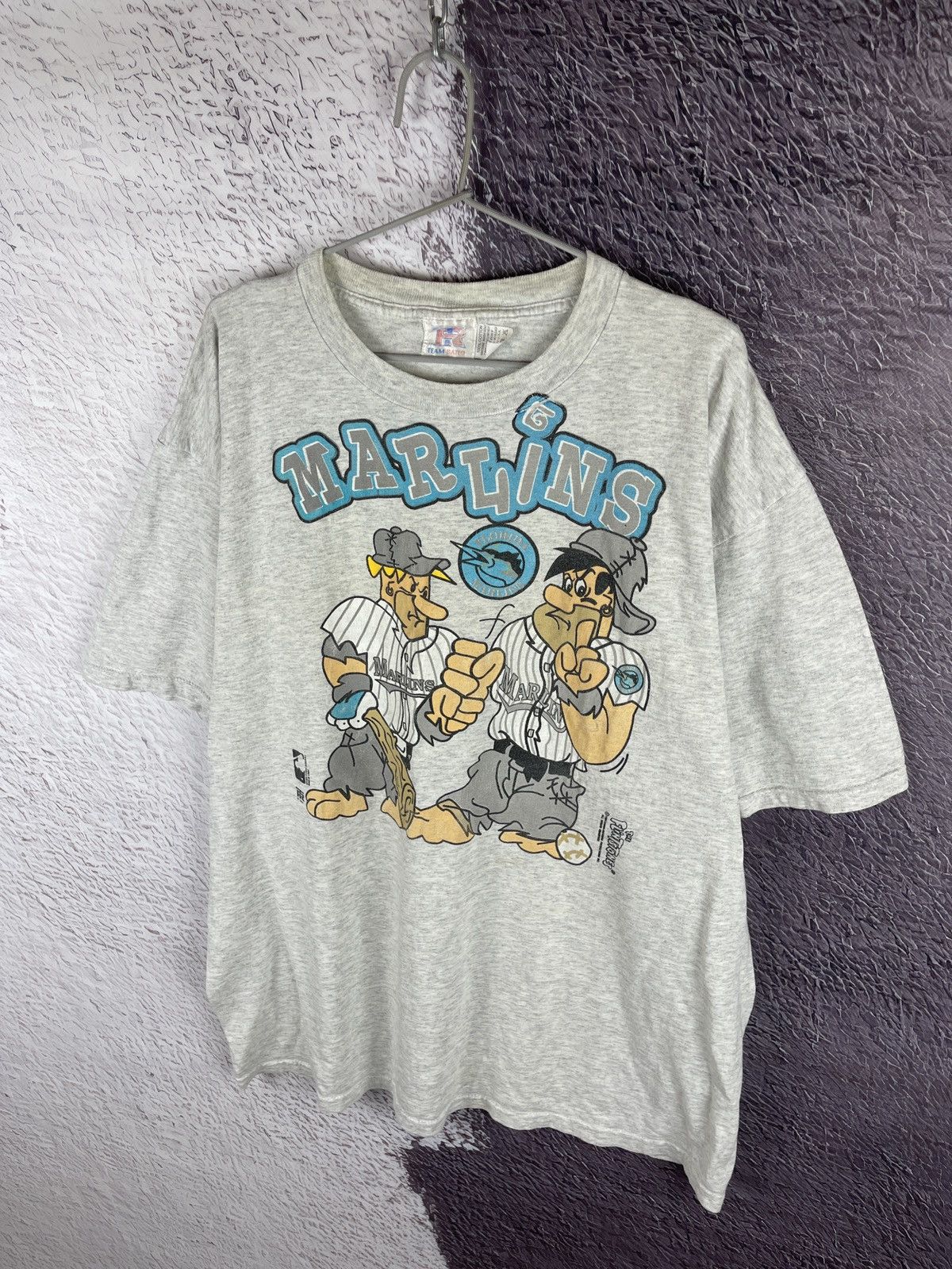MLB the Flinstones vintage 1994 Florida Marlins MLB baseball tee Size US XL / EU 56 / 4 - 3 Thumbnail