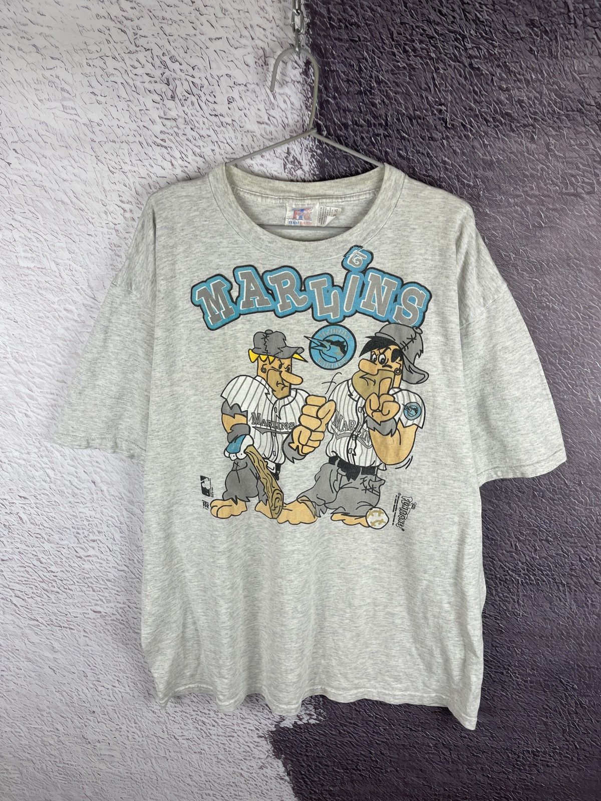 MLB the Flinstones vintage 1994 Florida Marlins MLB baseball tee Size US XL / EU 56 / 4 - 2 Thumbnail