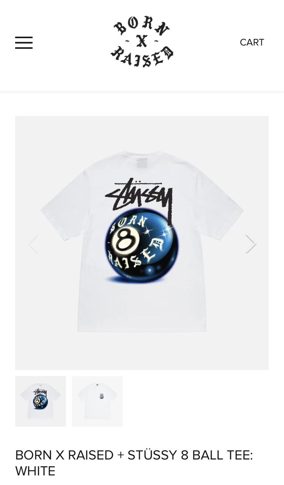 Stussy BORN X RAISED + STÜSSY 8 BALL TEE WHITE Medium | Grailed