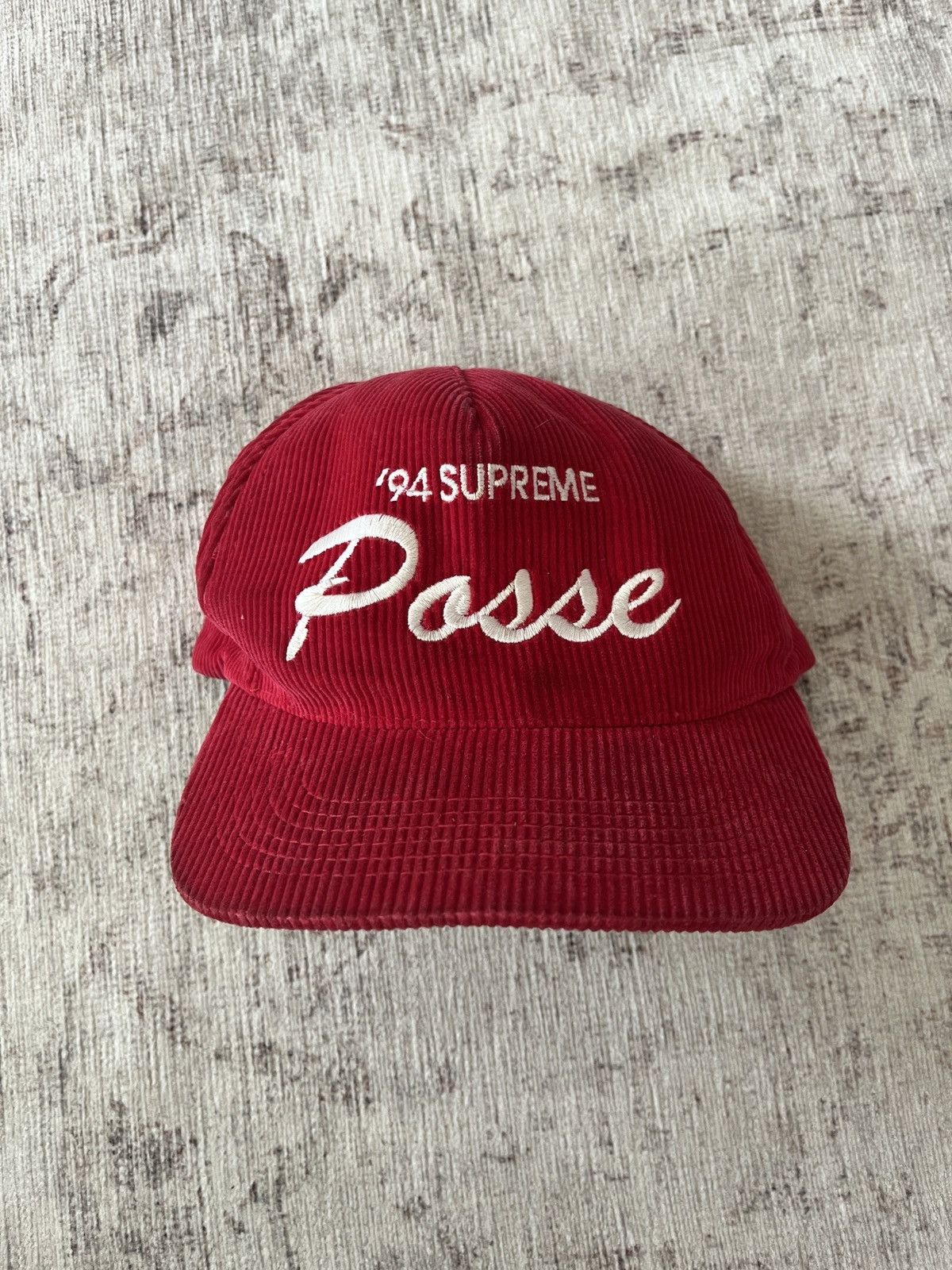 image of Fw2008 Supreme 94 Posse Corduroy Red Hat Snapback 5 Panel Og, Men's