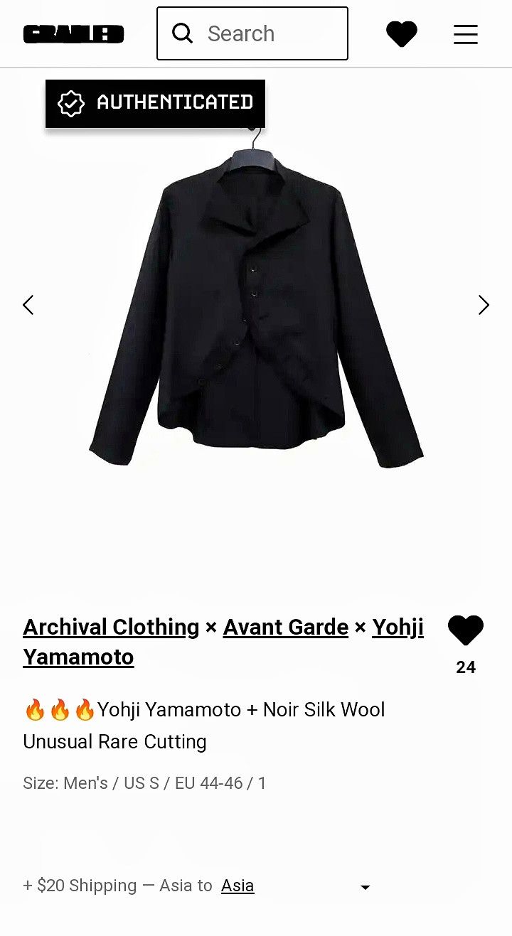 Yohji Yamamoto 🔥🔥🔥Yohji Yamamoto + Noir Silk Wool Unusual Rare Cutting Size US S / EU 44-46 / 1 - 12 Thumbnail