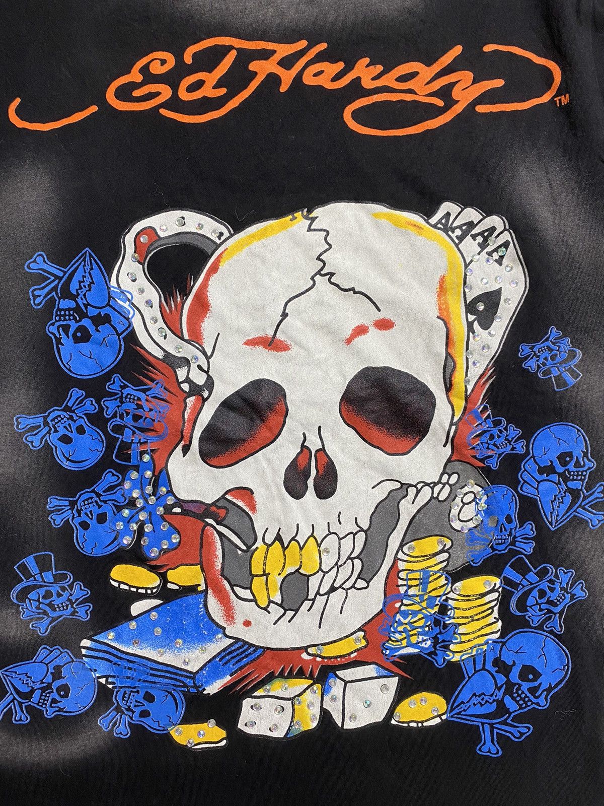 Christian Audigier × Ed Hardy × Vintage Vintage Ed hardy aop washed print skulls smoke graffiti tee Size US M / EU 48-50 / 2 - 3 Thumbnail