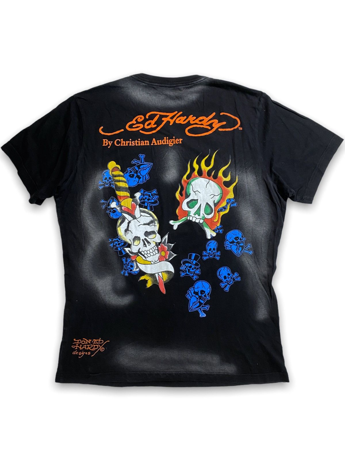 Christian Audigier × Ed Hardy × Vintage Vintage Ed hardy aop washed print skulls smoke graffiti tee Size US M / EU 48-50 / 2 - 2 Thumbnail