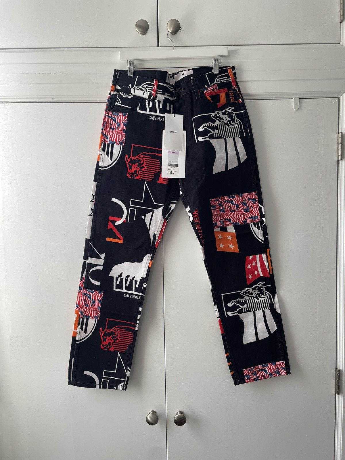 image of Calvin Klein 205W39Nyc x Raf Simons Printed Denim in Black, Men's (Size 32)