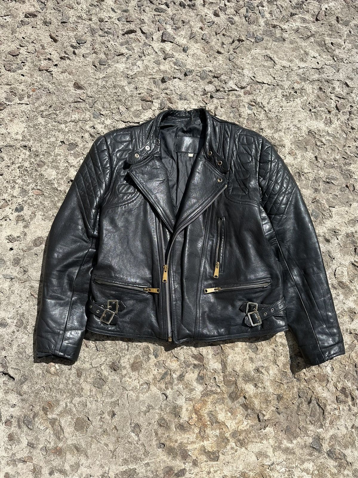 Vintage Vintage 90s Ramones Style Biker Leather Jacket Size US S / EU 44-46 / 1 - 5 Thumbnail