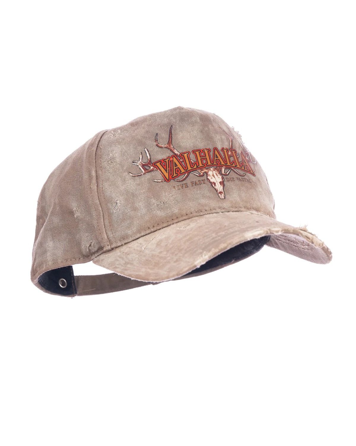 Drain Gang × Haunted Mound × Salem Sportswear JJVALHALLA - Live fast Die faster antler logo hat distressed Size ONE SIZE - 9 Thumbnail