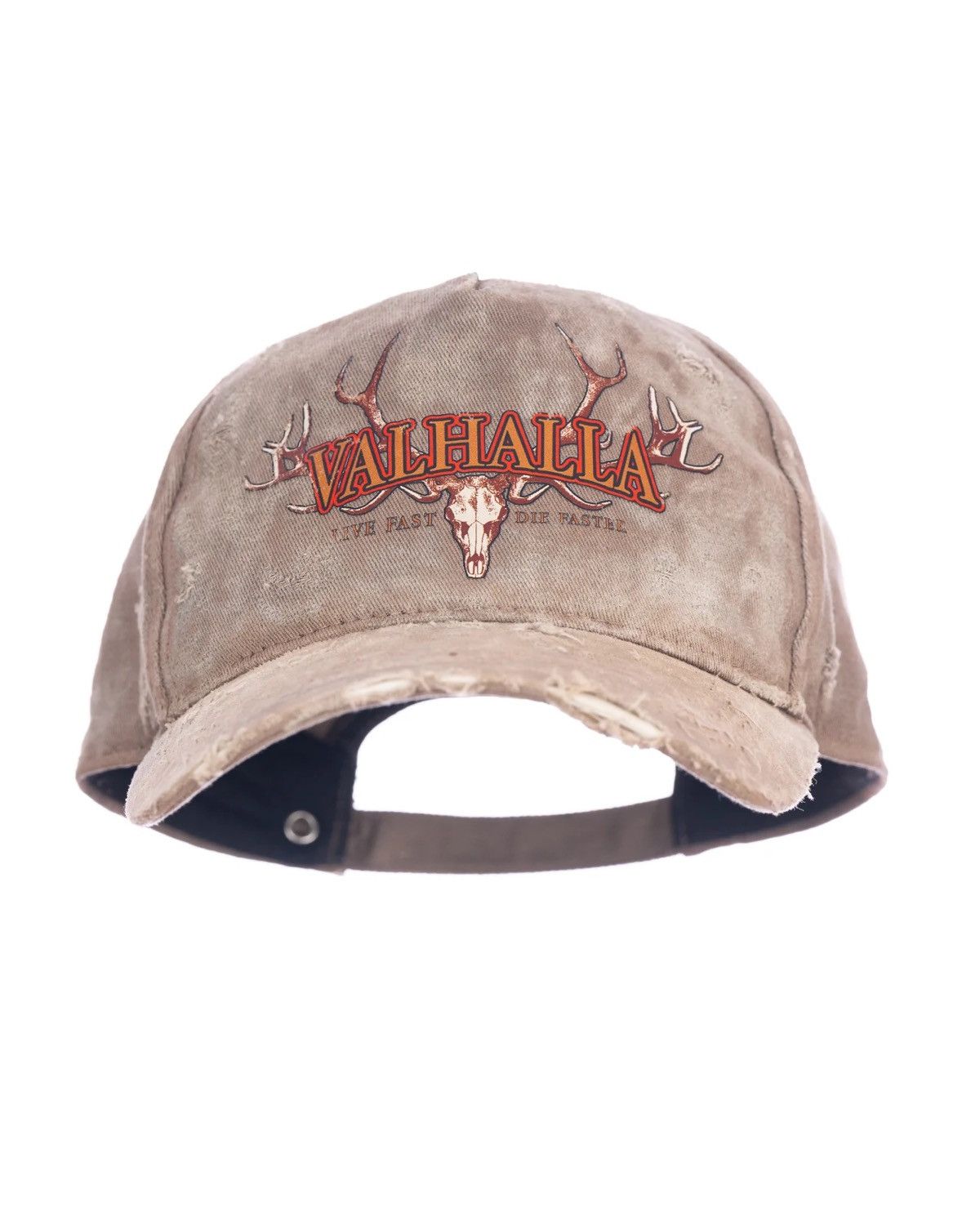 Drain Gang × Haunted Mound × Salem Sportswear JJVALHALLA - Live fast Die faster antler logo hat distressed Size ONE SIZE - 6 Thumbnail