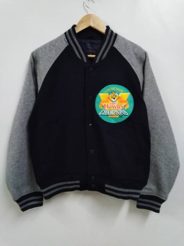 Japanese Brand Vintage 90's Wool Varsity Jacket Daiei Hawks Size US M / EU 48-50 / 2 - 1 Thumbnail