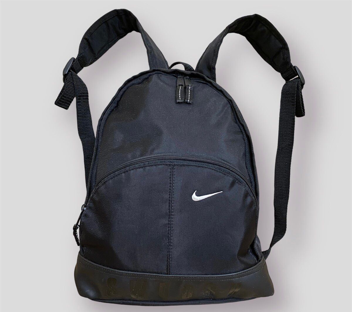 Pre-owned Nike Swoosh Vintag Black Backpack Size Small