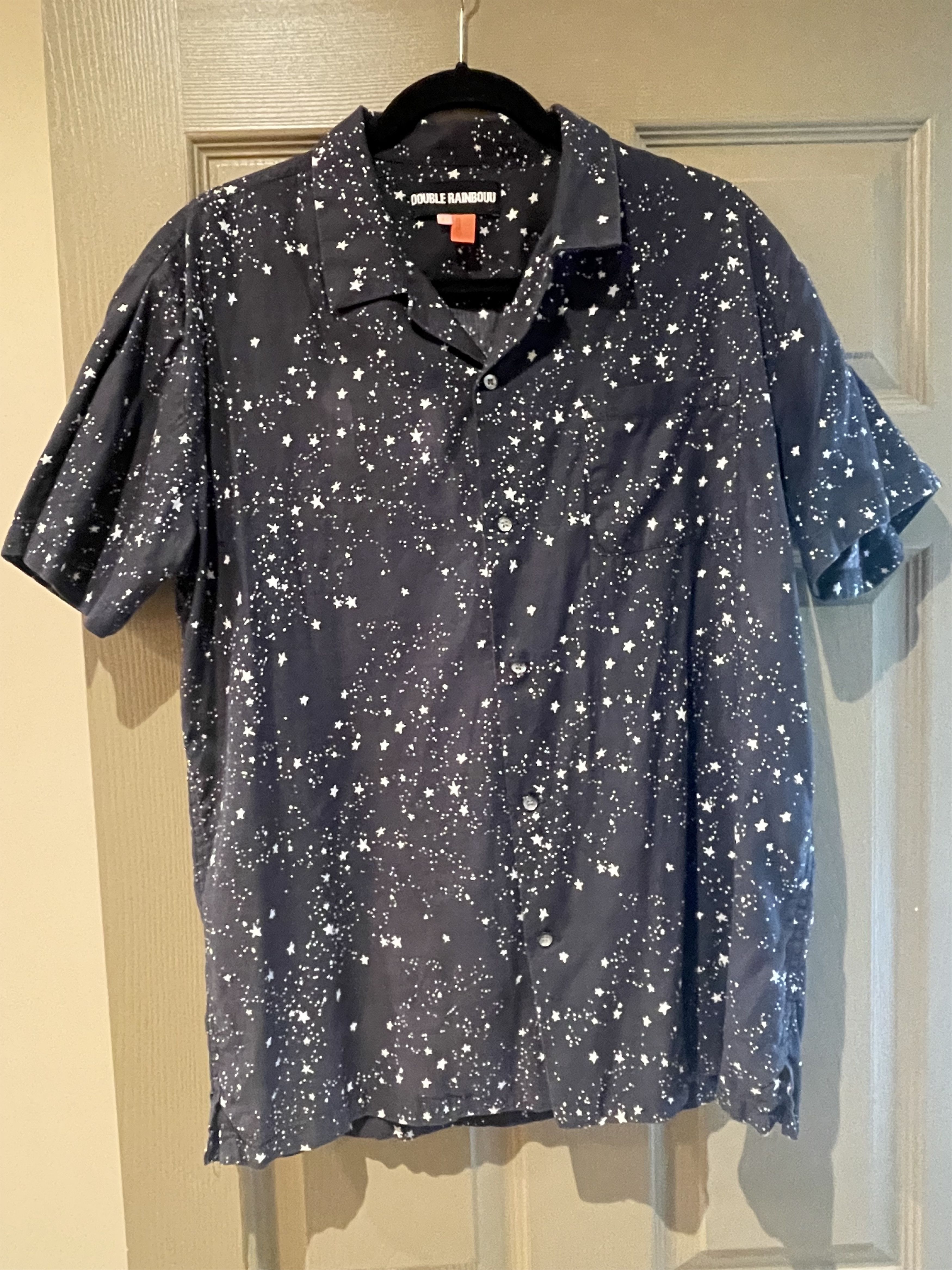 Double Rainbouu Starry Night Sky Short Sleeve Button Up Shirt Size US M / EU 48-50 / 2 - 1 Thumbnail
