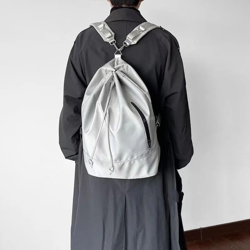 Grey Y2K Backpack Shoulder Bag, Men's