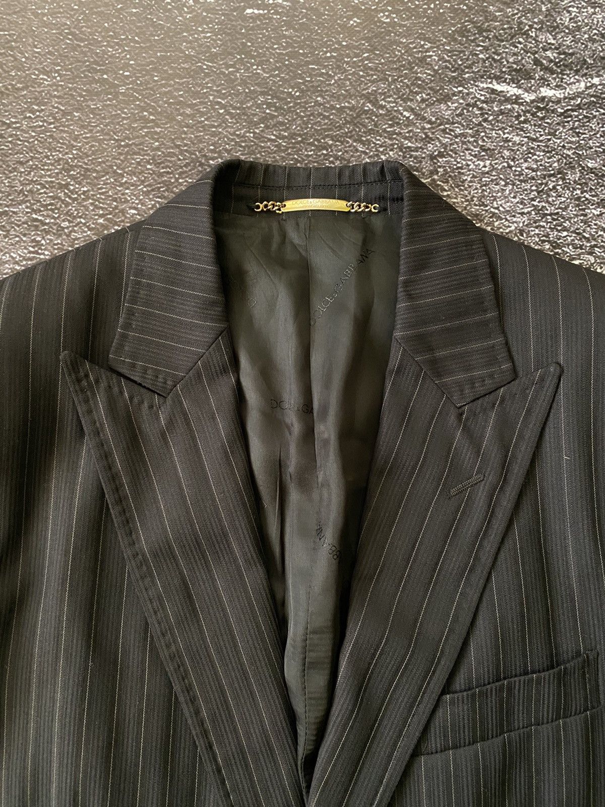 Dolce & Gabbana Dolce & Gabbana Striped Black Wool Blazer Size 48R - 10 Thumbnail