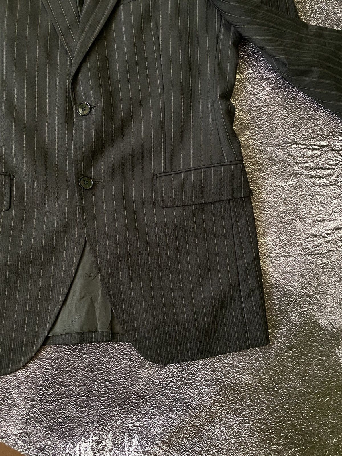 Dolce & Gabbana Dolce & Gabbana Striped Black Wool Blazer Size 48R - 9 Thumbnail