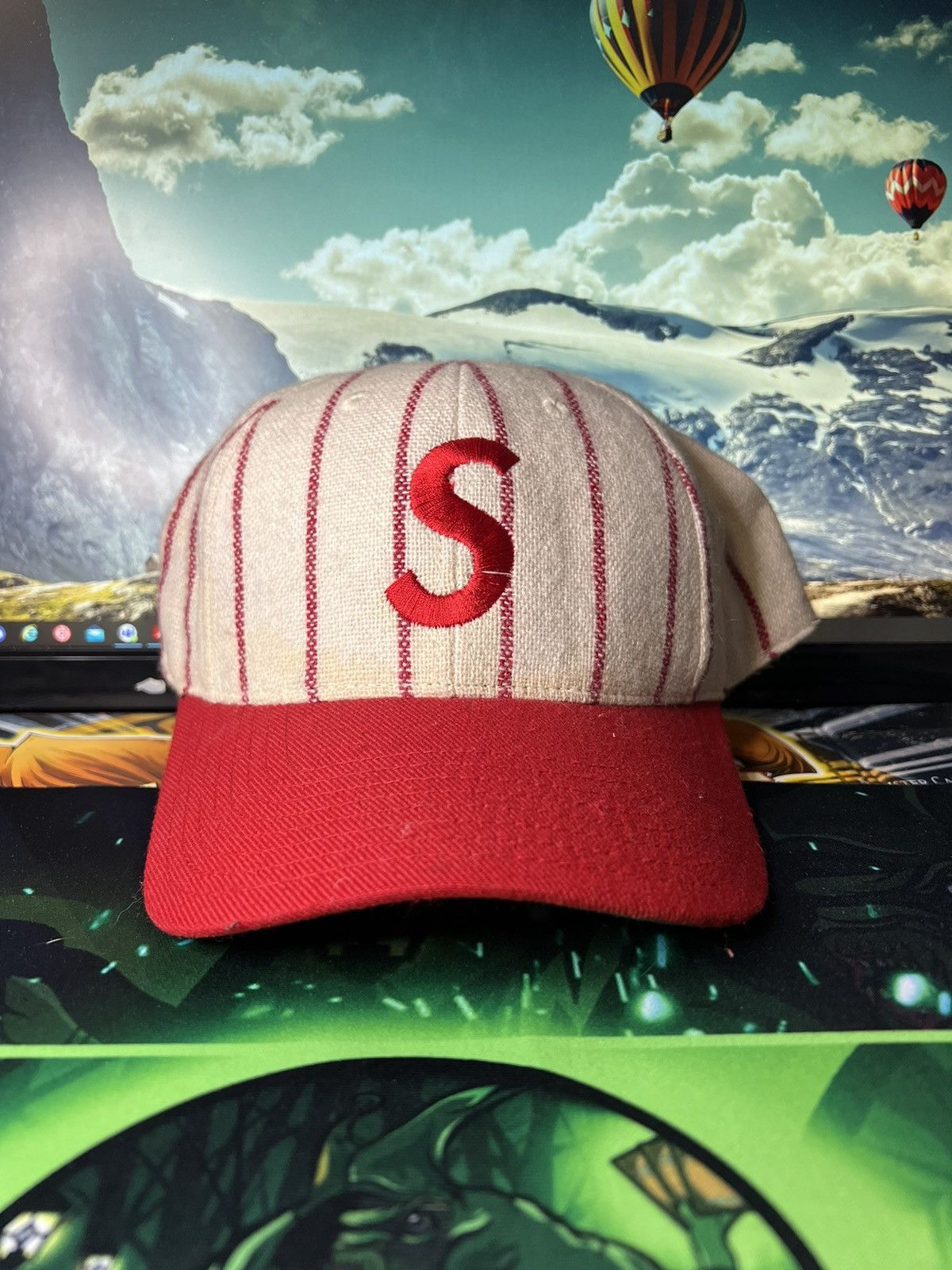 Supreme 2008 Wool Pinstripe S Logo Cap Size ONE SIZE - 1 Preview