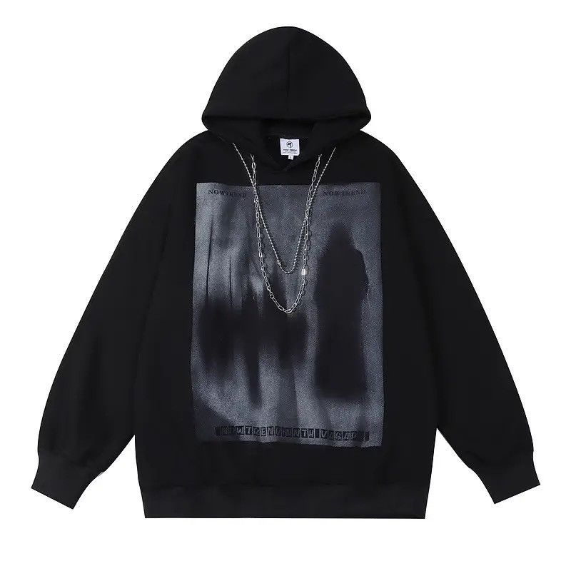 Japanese Brand × Vintage Rare fashion goth gothic shadow hoodie sweatshirt with chain Size US M / EU 48-50 / 2 - 1 Thumbnail
