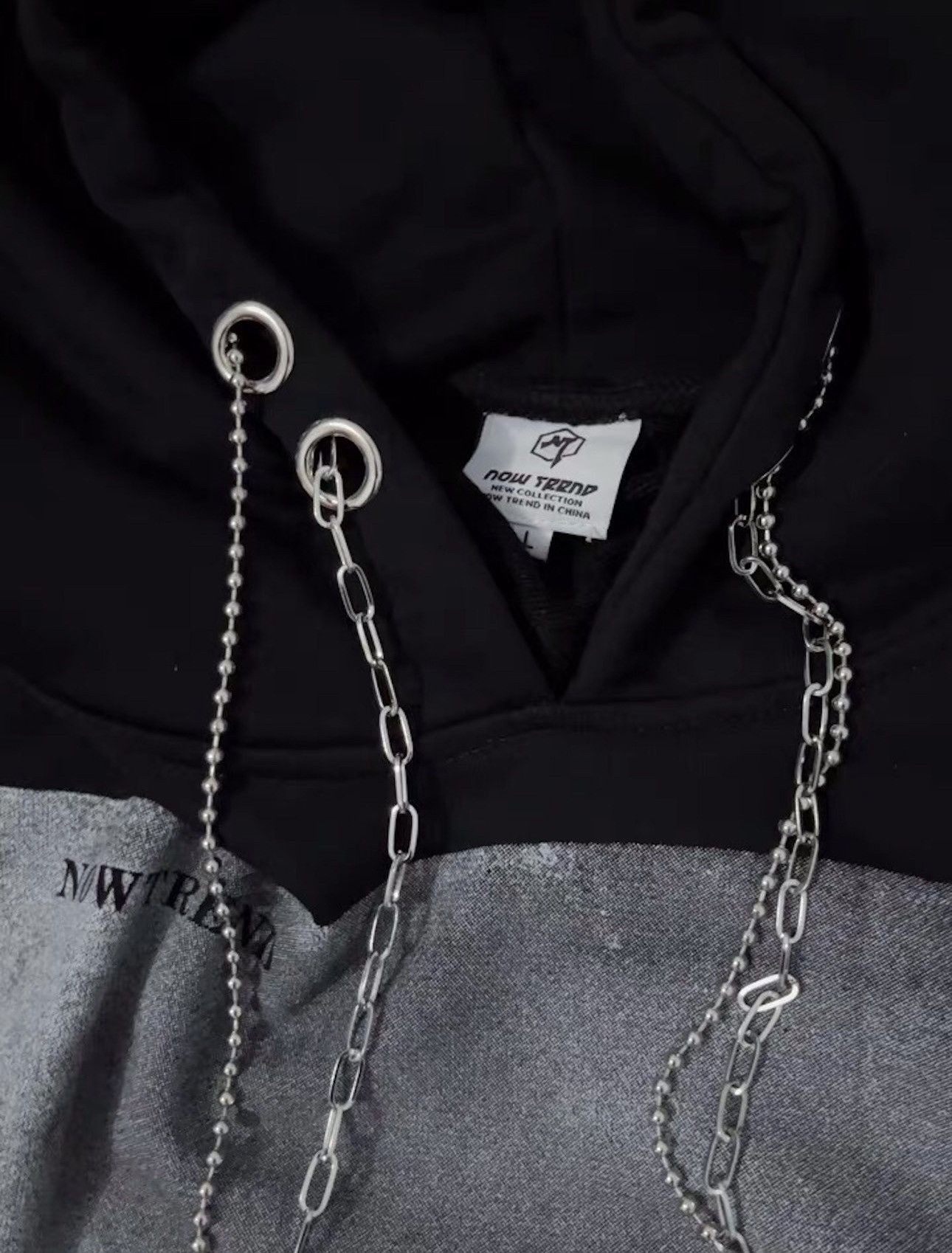 Japanese Brand × Vintage Rare fashion goth gothic shadow hoodie sweatshirt with chain Size US M / EU 48-50 / 2 - 4 Thumbnail