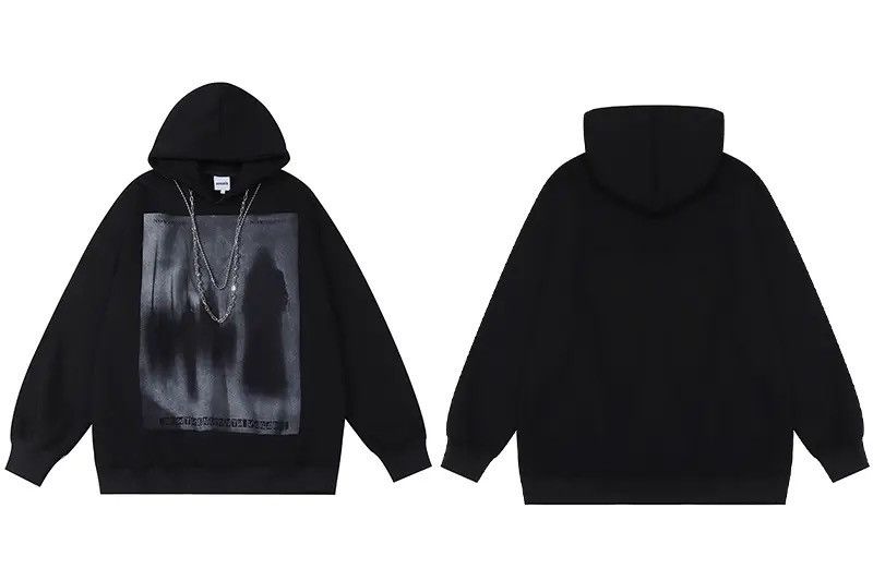Japanese Brand × Vintage Rare fashion goth gothic shadow hoodie sweatshirt with chain Size US M / EU 48-50 / 2 - 2 Thumbnail