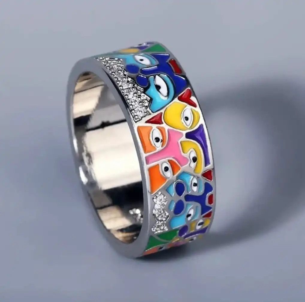 Jewelry x Vintage Silver White Faces Cz Ring, Men's