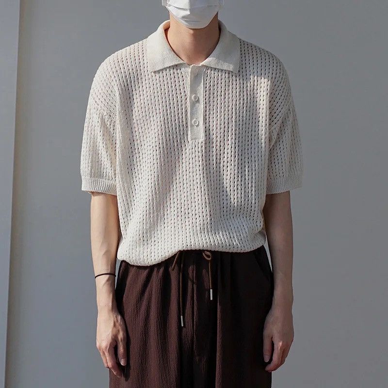 Other Korean fashion beige knit polo top Size US L / EU 52-54 / 3 - 1 Thumbnail