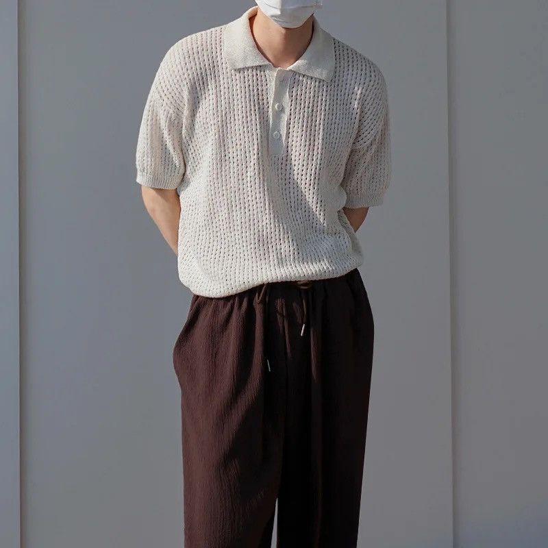 Other Korean fashion beige knit polo top Size US L / EU 52-54 / 3 - 2 Thumbnail