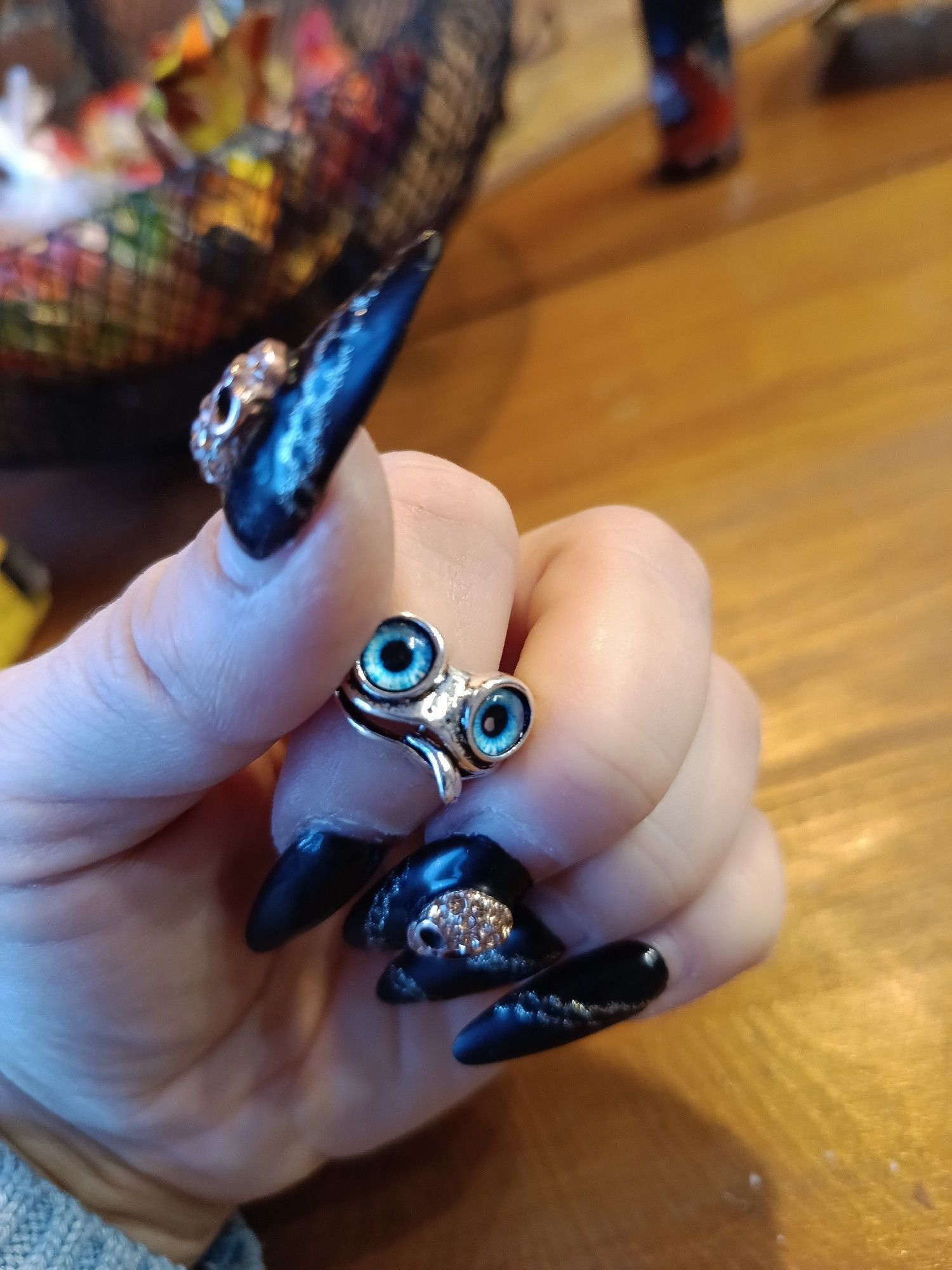 Jewelry Green Eye Toad Adjustable Ring Size ONE SIZE - 2 Thumbnail