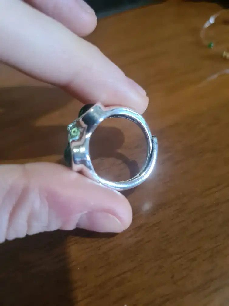 Jewelry Green Eye Toad Adjustable Ring Size ONE SIZE - 5 Thumbnail